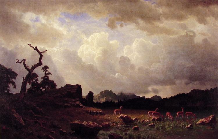 Albert Oil Painting Thunderstorm in the Rocky Mountains